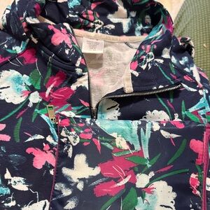 Woman Within 2x plus stretch cotton full zip jacket with matching tote floral